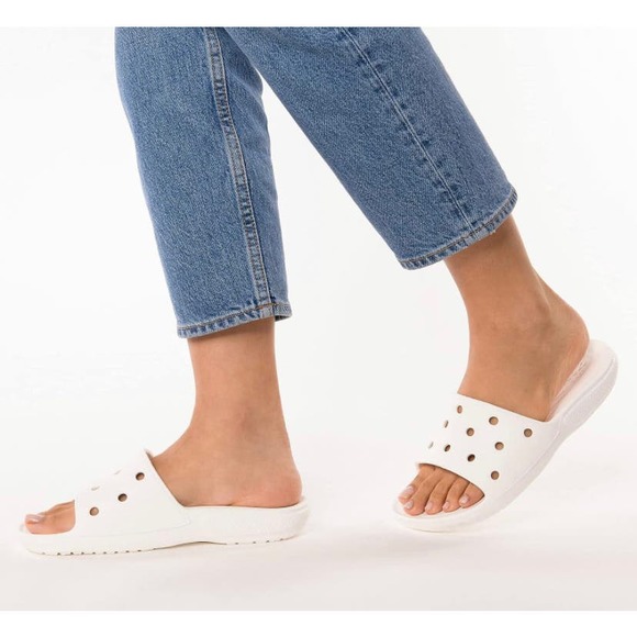 Crocs Unisex Classic Slide Sandals - White, Size 13 Men/15 Women Shoes - Picture 6 of 10